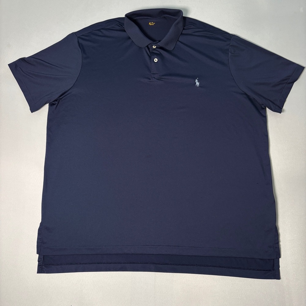 Polo Ralph Lauren Mens 2XL Navy Blue Performance Short Sleeve Polo Shirt Stretch